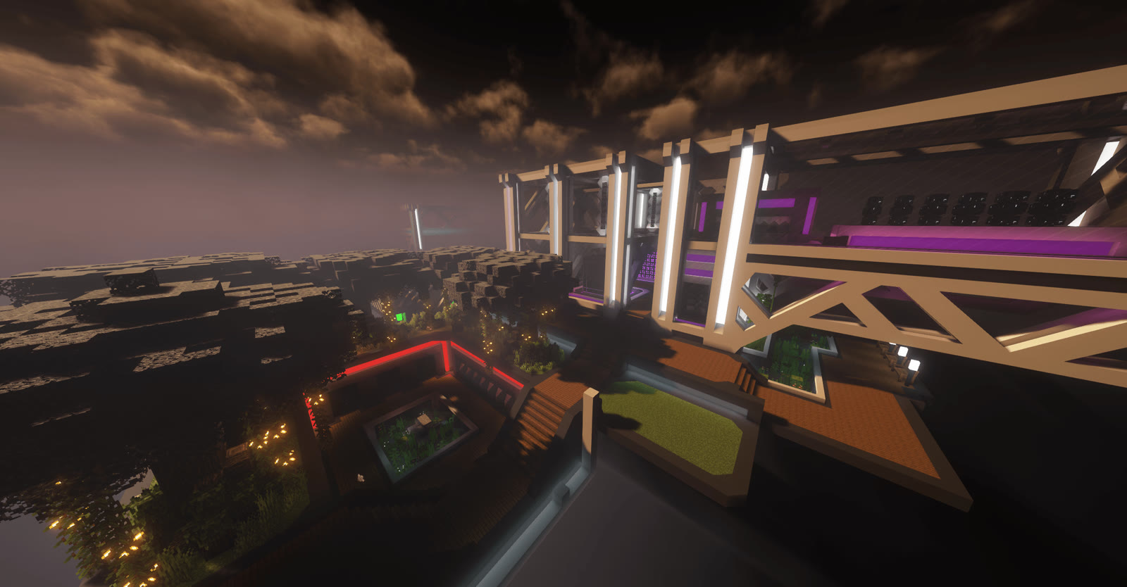 An advanced ATM10 base combining modded tech infrastructure with lit-up processing rooms